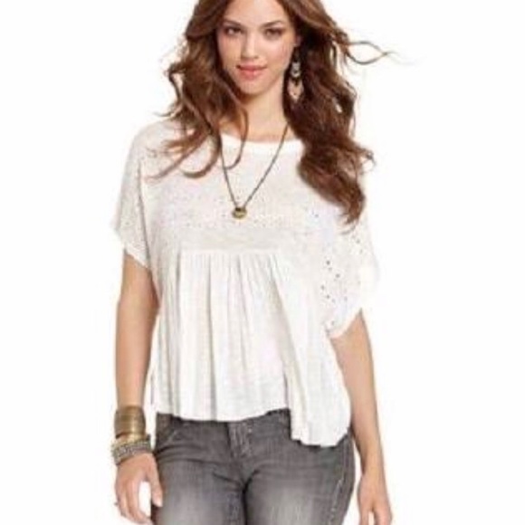 Free People Tops - Free People XS Ivory eyelet babydoll swing top